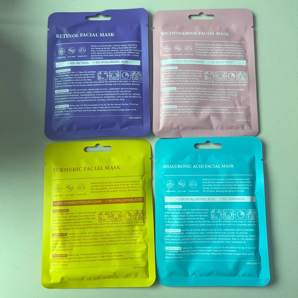Masques faciaux végétaliens au rétinol HA, hydratants, éclaircissants, Anti-âge, en feuille, pour soins de la peau, maquillage