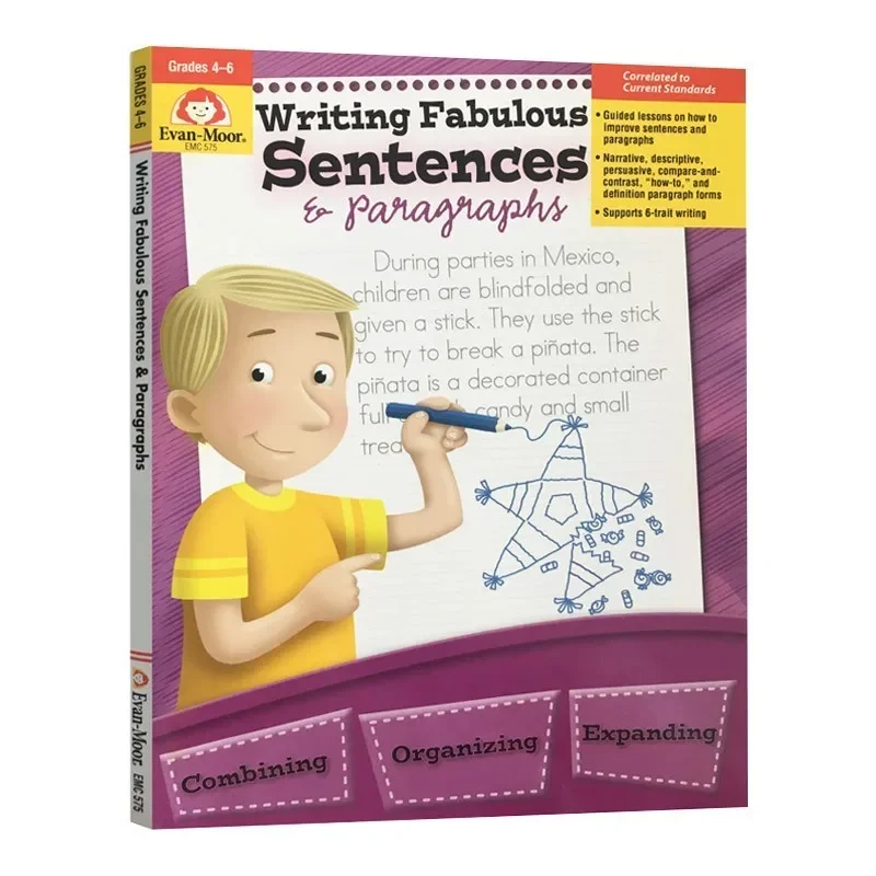 Evan-Moor Writing Fabulous Sentences & Paragraphs, Grades 4-6 Workbook,aged 9 10 11 12, English book 9781557996015