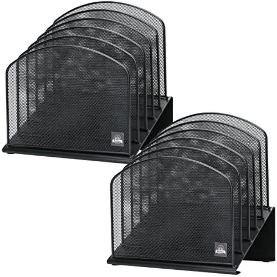 

2 Pack Inclined Desk File Organizer, 5 Slot Desktop File Folder Holder Document Holder Sorter Organization and Accessories for