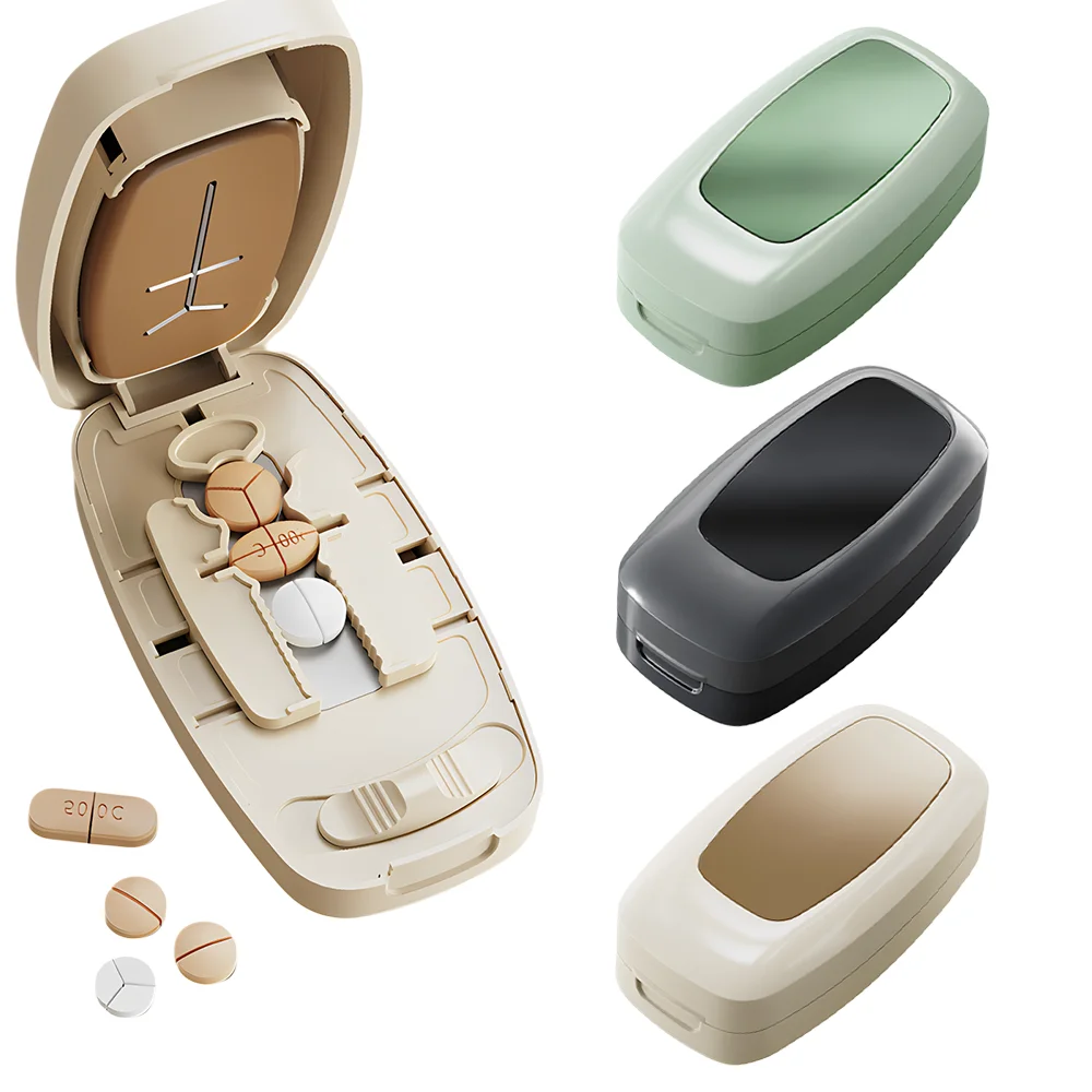 Multi-function Pill Cutter for 1/2 1/3 1/4 Precision Cutting,  Portable Travel Pill Splitter for Daily & Travel Use
