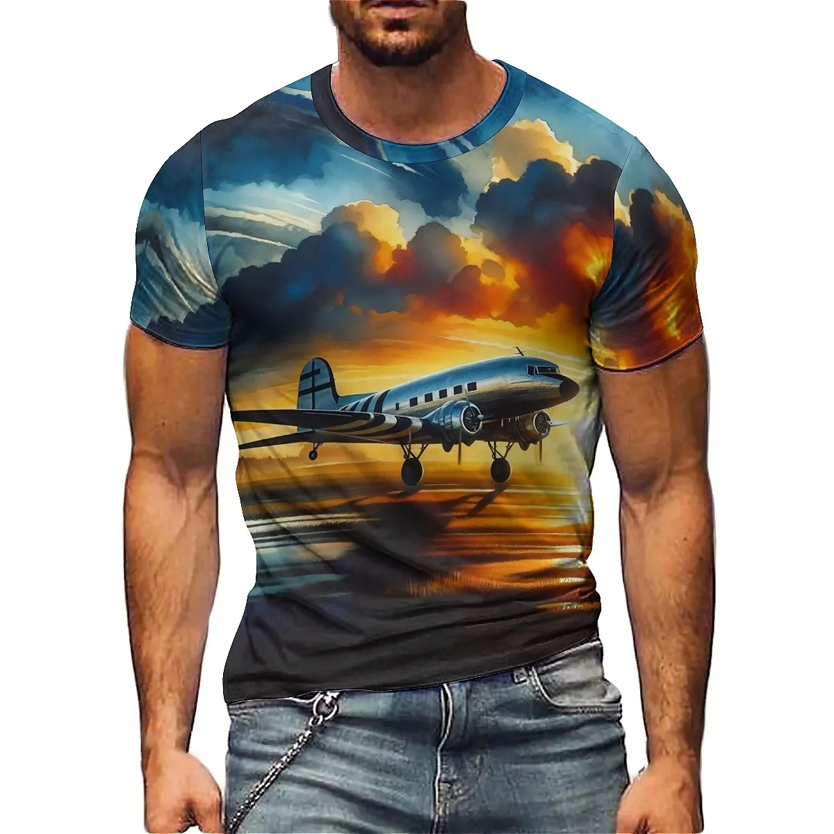 Men's Abstract Dizzy 3D Printed Short-Sleeve T-Shirt - Family Gathering, Pajama Style, Couple Outfit