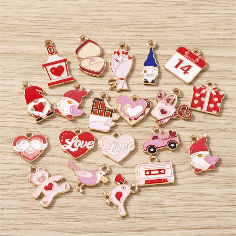 10 Stück süße Mischung Emaille Liebe Herz Buchstaben Charms Anhänger für DIY Halsketten Ohrringe Valentinstag Schmuckherstellung Zubehör – Detail 4
