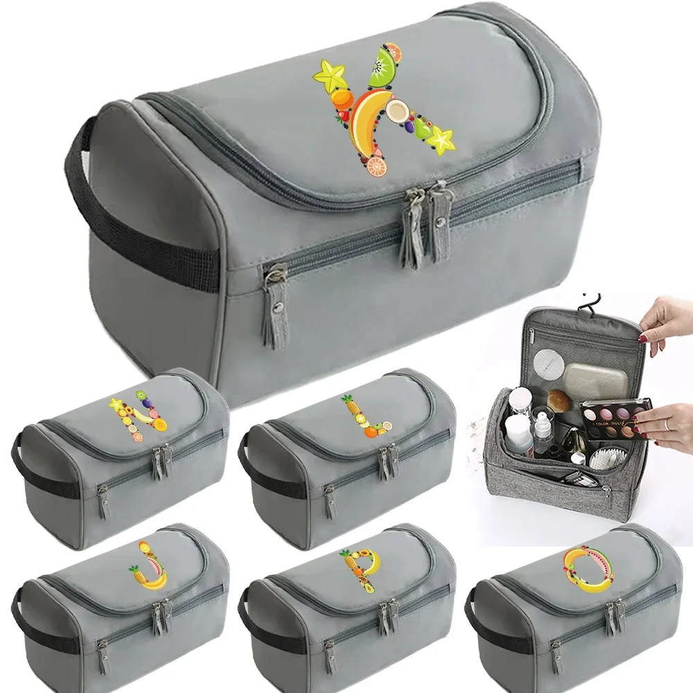 Wash Bag Women's Men's Universal Outdoor Big Capacity Fruit Printing Series Reusable High Quality Zipper Storage Pack