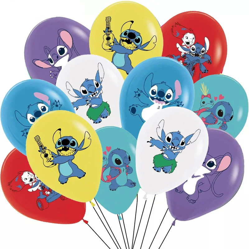 12PCS 12Inch Cartoon Lilo and Stitch Latex Balloon Set Girls Boys Birthday Gift Party Decoration Festive Baby Shower Supplies