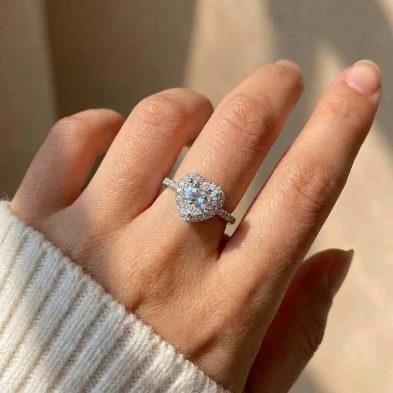 925 Sterling Silver Heart Designed Exquisite  Rings for Women Shiny Zirconia Finger Engagement High Quality Hot Sale Jewelry view 3