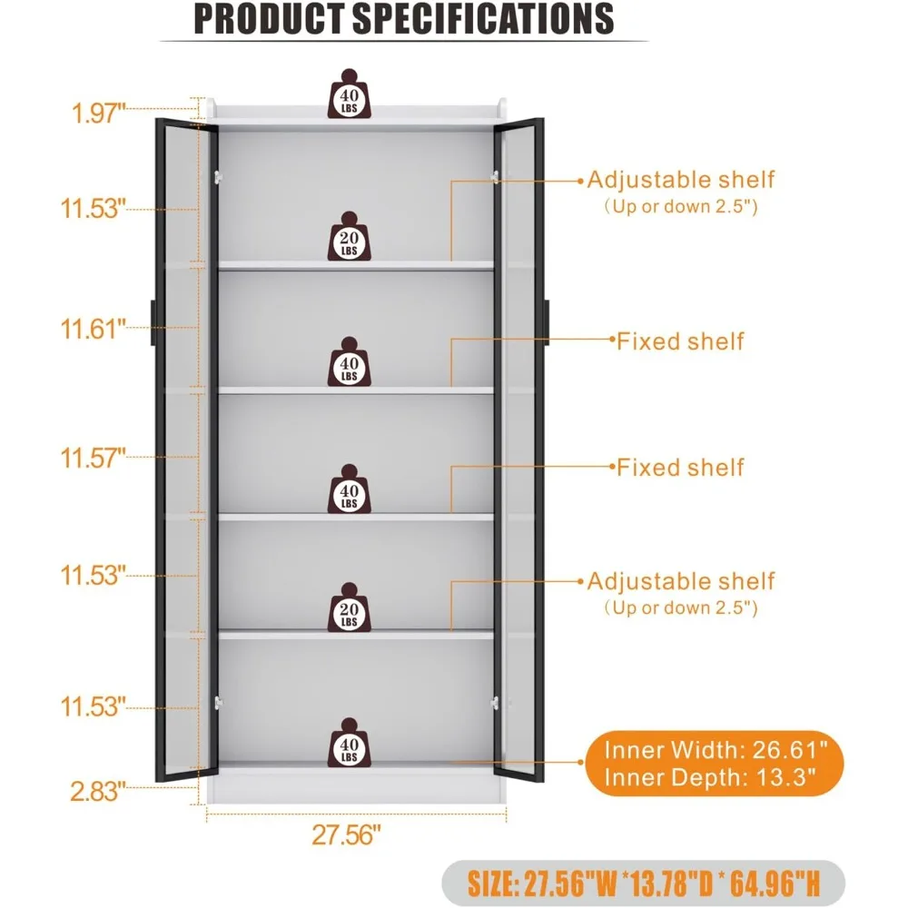 Cabinet with Doors and Adjustable Shelves, 65