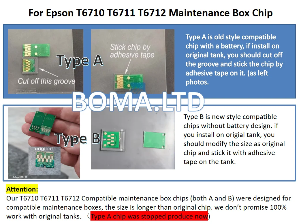 1PC T6710 Waste Ink Tank Chip For Epson WF-4630 WF-4640 WF-5620 WF-5690 WF R5690 WF-5110 WF-5190 WF-R5190 Printers