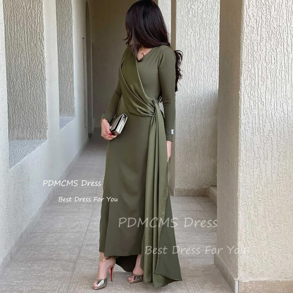 

Sexy Army Green Saudi Arabia Mermaid Prom Dress Long Sleeves Prom Party Gowns Dubai Woman Ankle Length Formal Evening Dress