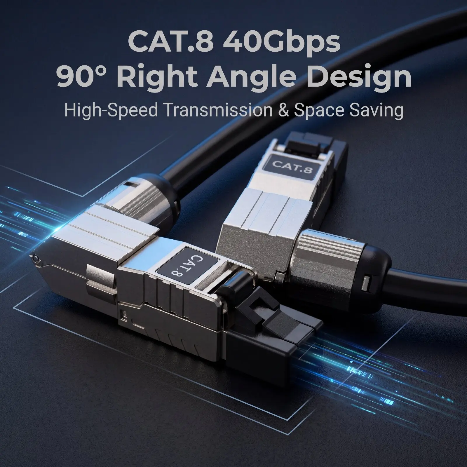 CAT.8 40Gbps Hochgeschwindigkeits-Netzwerkkabel RJ45 7mm 8-adrig 99,999% 5N Reines Silber 15AWG Doppelschicht Geflochtenes Folienabschirmkabel – Detail 6