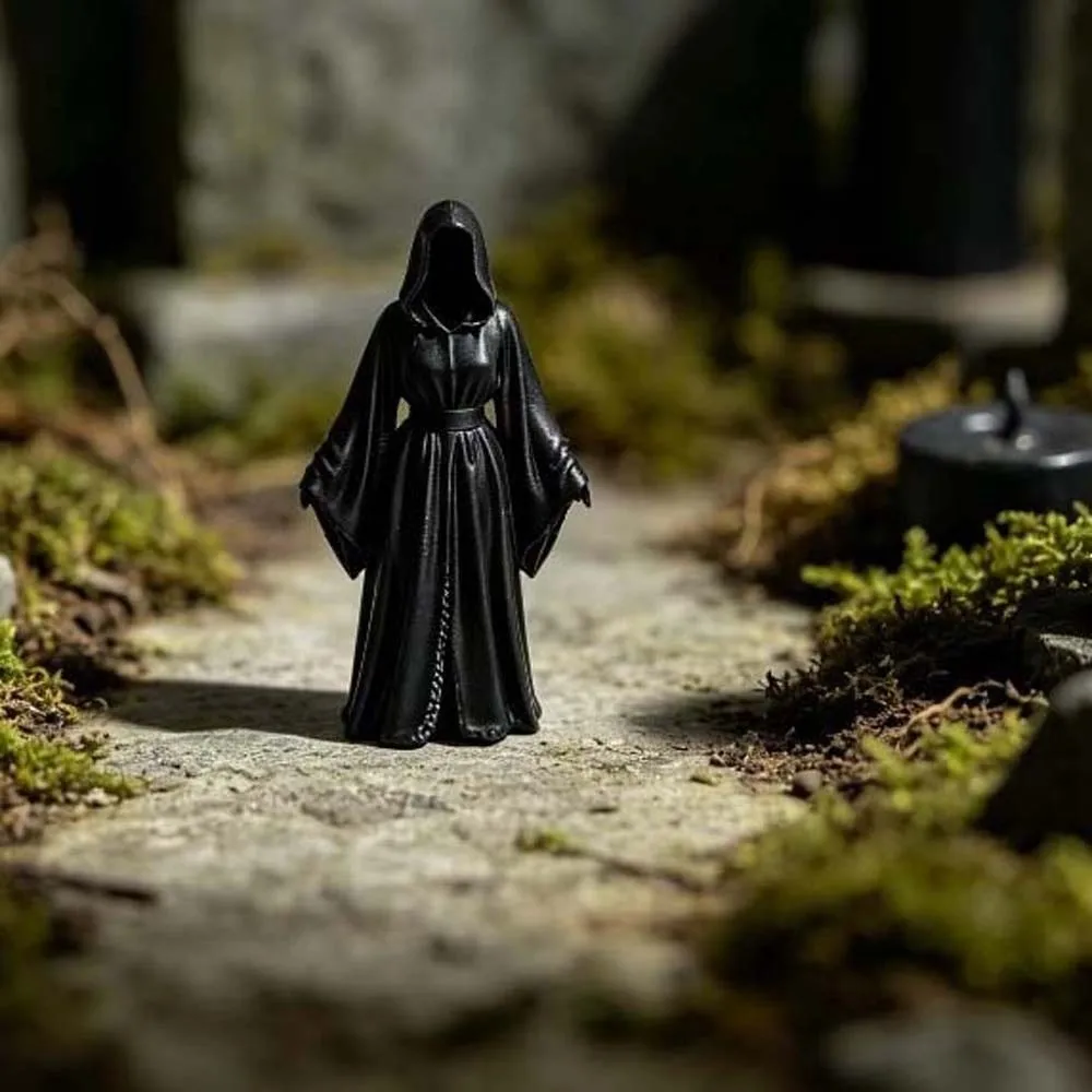 3D Printed Halloween Grim Reaper Matte Finish Miniature Size Gothic Witch Statue Fine Details Lightweight Durable