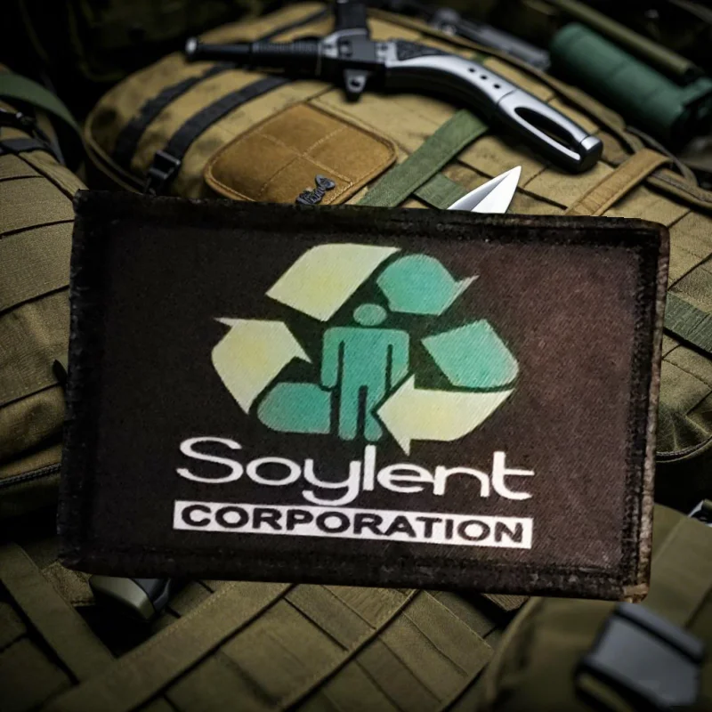 

Soylent Corporation Funny Tactical Military Patch Soylent Green Morale Badge Armband Hook and Loop Outdoor Backpack Hat Sticker