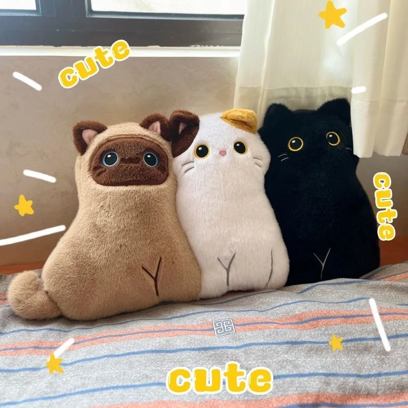 55x32cm Kawaii Cute Cat Dog Throw Pillow Cat Plushie Cushion Funny Sofa Room Decoration