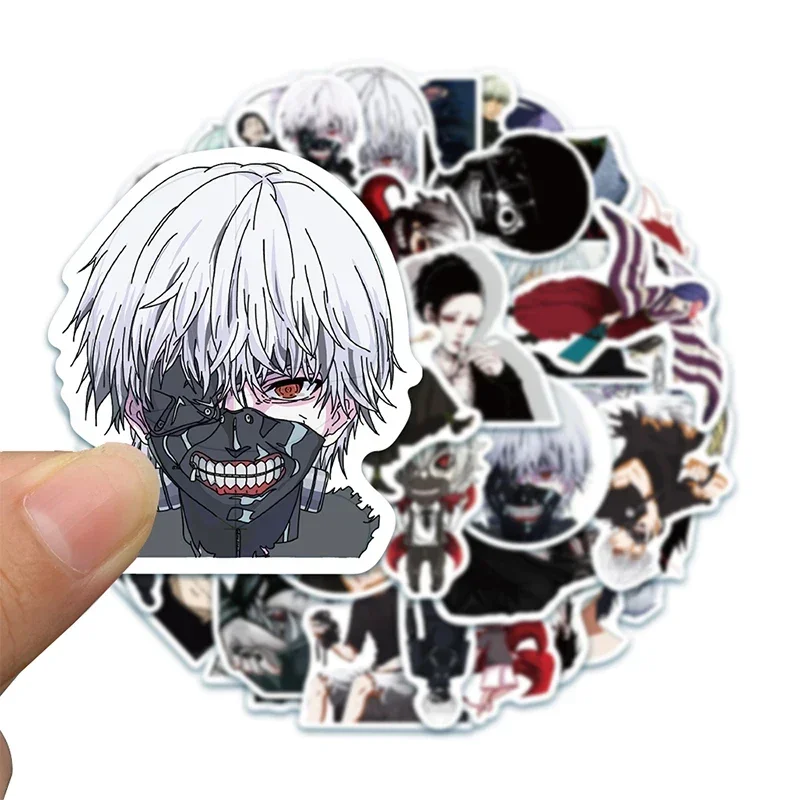 50pcs Kaneki Ken Tokyo Ghoul Anime Stickers Black and White Anime Graffiti Sticker Motorcycle Skateboard Phone Cool Decal