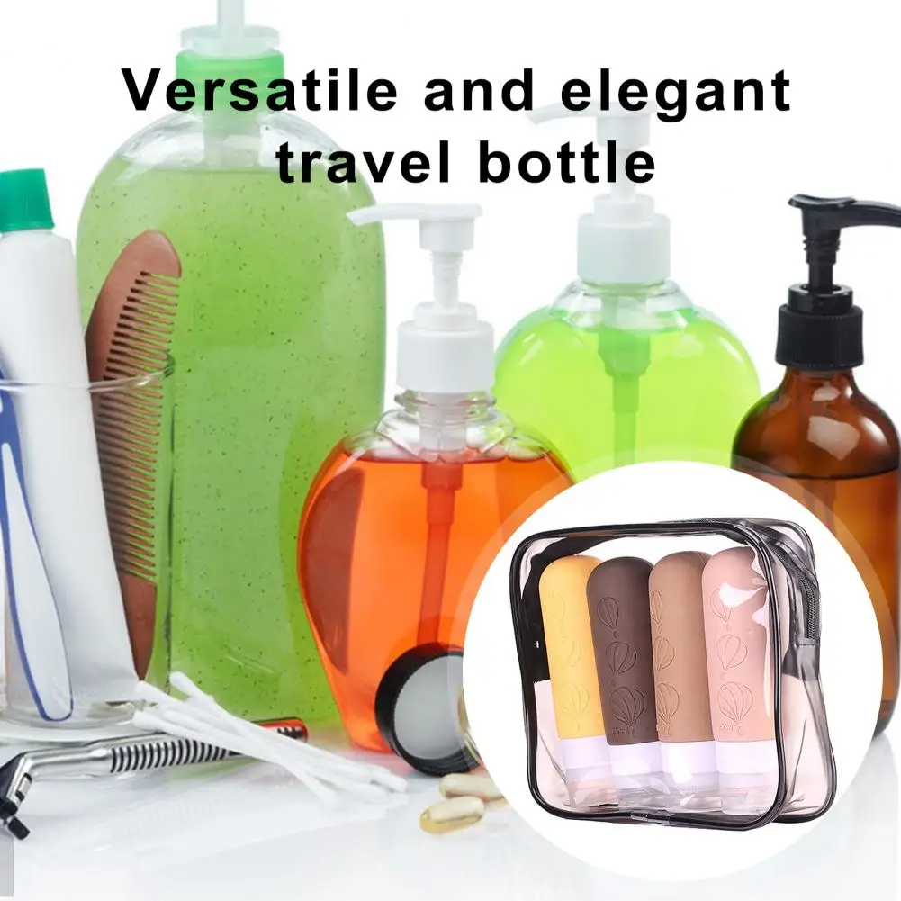 Compact Shampoo Conditioner Bottle Set Leak-proof Silicone Travel Bottle Set for Toiletries Condiments 90ml for Toiletries