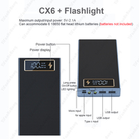 6PCS 18650 Power Bank Case Wireless Fast Charge PD CX6 For Smart Phone Charging Flashlight Dual USB DIY Battery Storage Boxes