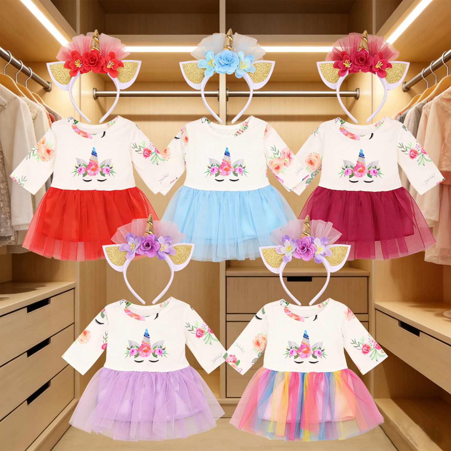 Abito da principessa classico per bambole americane da 18 pollici gonne in filato elasticizzato 6 colori abiti in pizzo fresco per bambole rinate 43 cm