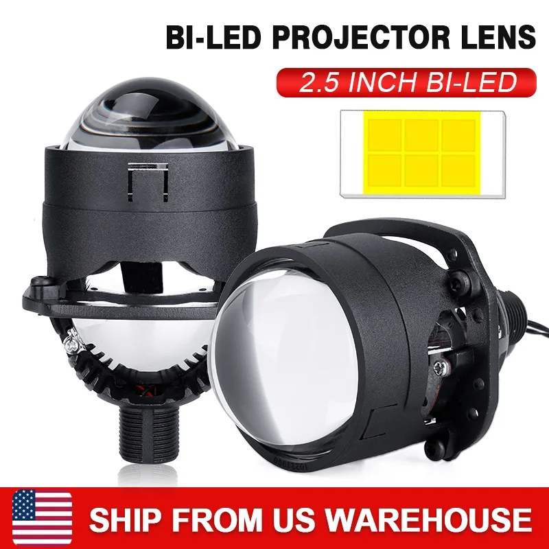 

Bi Led Lens 2.5 inch Projector Lenses 100W Kits H4 Hi/Lo Beam H7 H11 LED Bulbs Reflector Diode Chip 30000LM Car Accessories