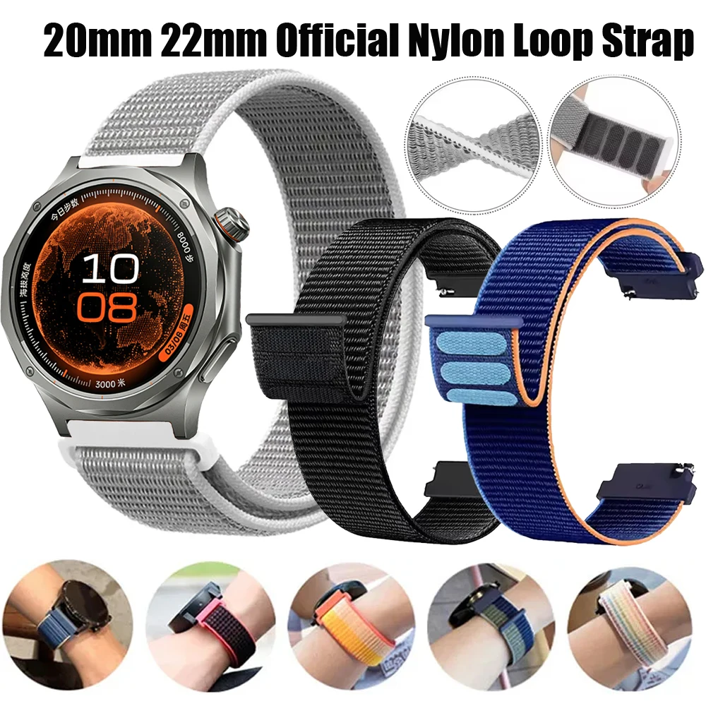 20mm 22mm Official Nylon Loop Strap for Oneplus Watch 4/3/2/Lite Replace Comfortable Band for OPPO Watch X3 X S Amazfit Active 3