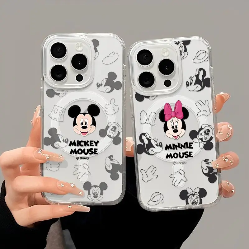 Disneys Mickeys Minnies Sweethearts Cute Cartoon Phone Case For iPhone 16 15 14 13 12 11Pro Max Plus MINI Y2K Hyaline Back Cover