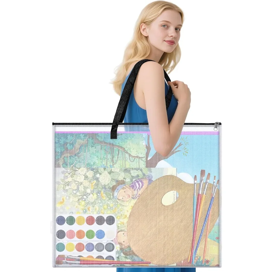 Borse per portafogli artistici da 20x26 pollici Custodia per opere d'arte con manico e cerniera Organizzatore di cartelle impermeabili in rete per bacheca
