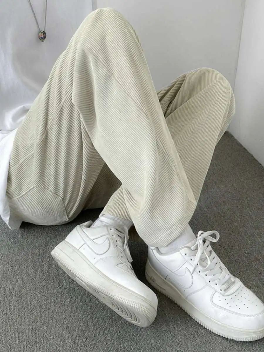 

Loose Wide Leg Nine-Foot Pants Men's Casual Sports Long Trousers High Street Versatile Comfortable mid Waist Thiened Fce