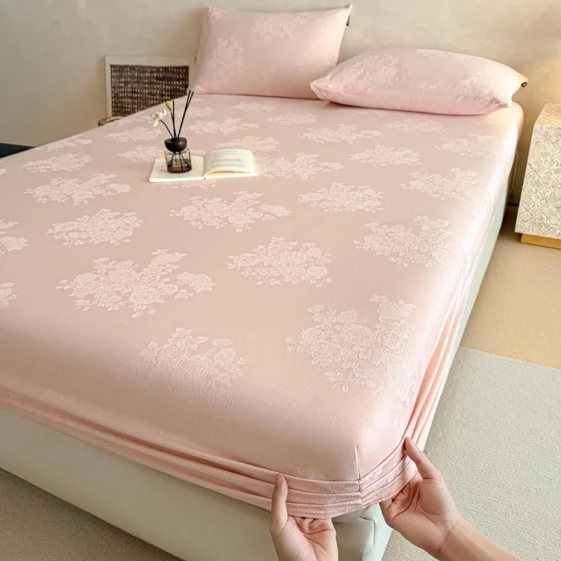 juego-de-sabanas-ajustables-de-jacquard-100-algodon-tres-piezas-protector-de-colchon-elastico-en-toda-la-periferia-suave-y-transpirable-multiples-tamanos-y-colores