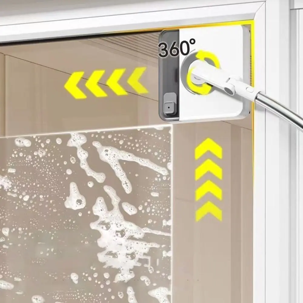 Stainless Steel and PP Windows Cleaning Tool Gray Stretchable High-rise Window Cleaner Arc Rod Flexible Cleaning