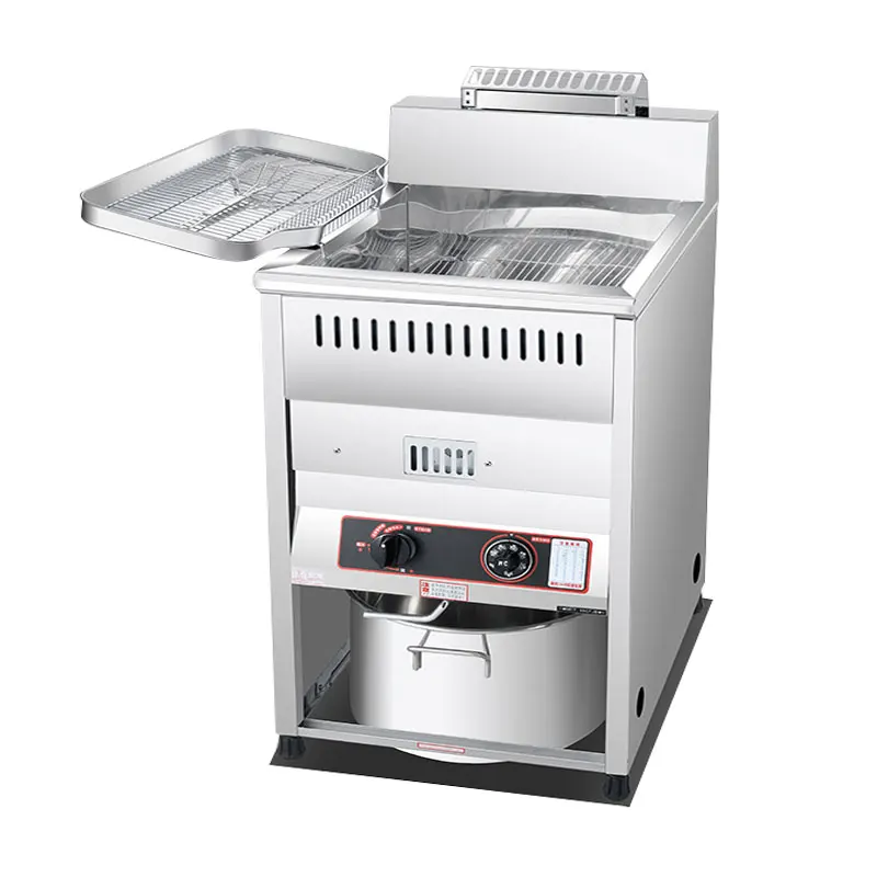 

Газовая фритюрница на 40 л, жареная хот-дог с картофелем фри, вертикальная взрывная печь, картофель фри, жарка глубокой курицы