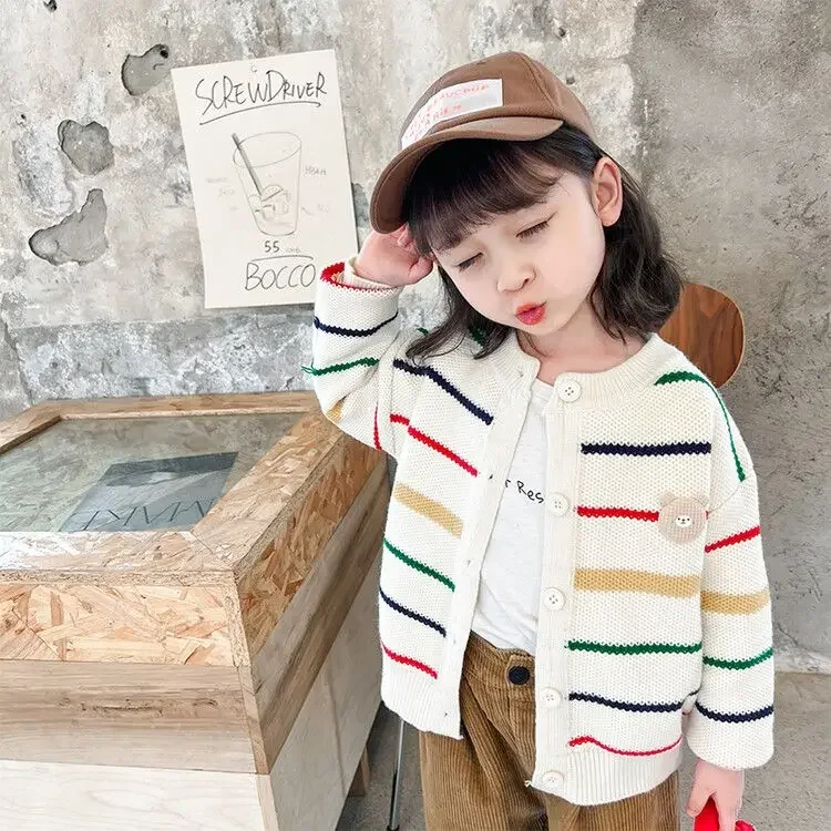 Autumn and Winter Knitted Cardigan Sweater Baby Children's Clothing Girl Sweater Children's Winter Wear Boys and Girls' Clothing