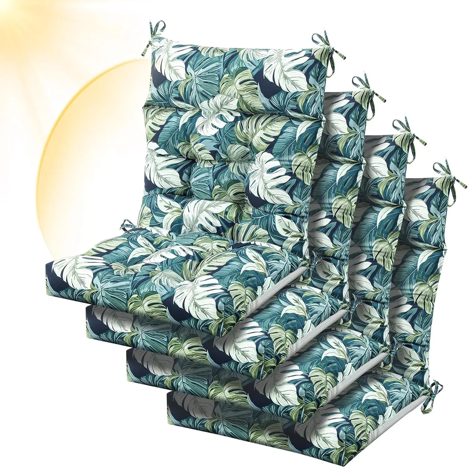 4 Pack Water Resistant Patio Chair Cushions