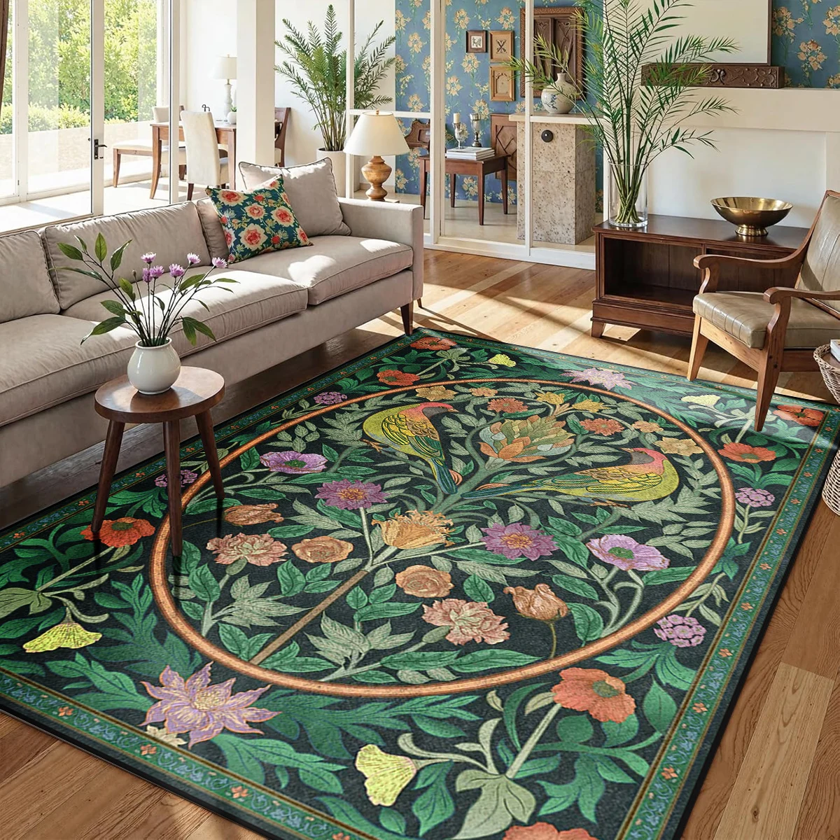 

Living Room Carpet Non-slip Machine Washable Easy To Fold Floor Mat Unicorn Floral Soft Bedroom Rugs Large Size Home Decor Mats