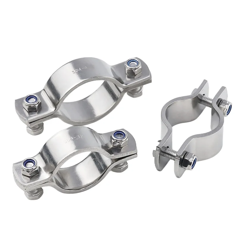 4pcs Double Bolt Pipe Clamp 304 Stainless Steel Heavy Duty Tube Holder for Metal Pipe Industrial Auto Marine Pipeline Fixing