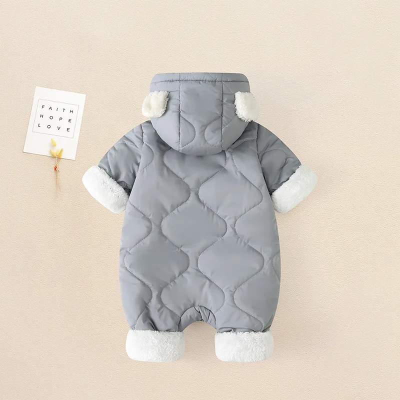 NEUE Herbst-Winter Baby-Outwear, Einteiler, Warme Kleidung für Kleinkinder, Mädchen- und Jungen-Samt-Strampler, Cartoon-Bär Baby-Jumpsuit – Detail 7