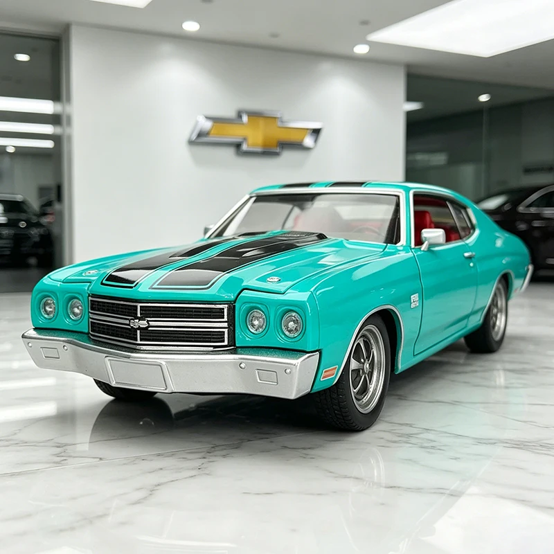 NUEVO Coche de Juguete de Aleación Chevrolet Chevelle 454 1970 a Escala 1:24, Modelo Fundido a Presión con Sonido y Luz, Vehículo de Juguete para Niños