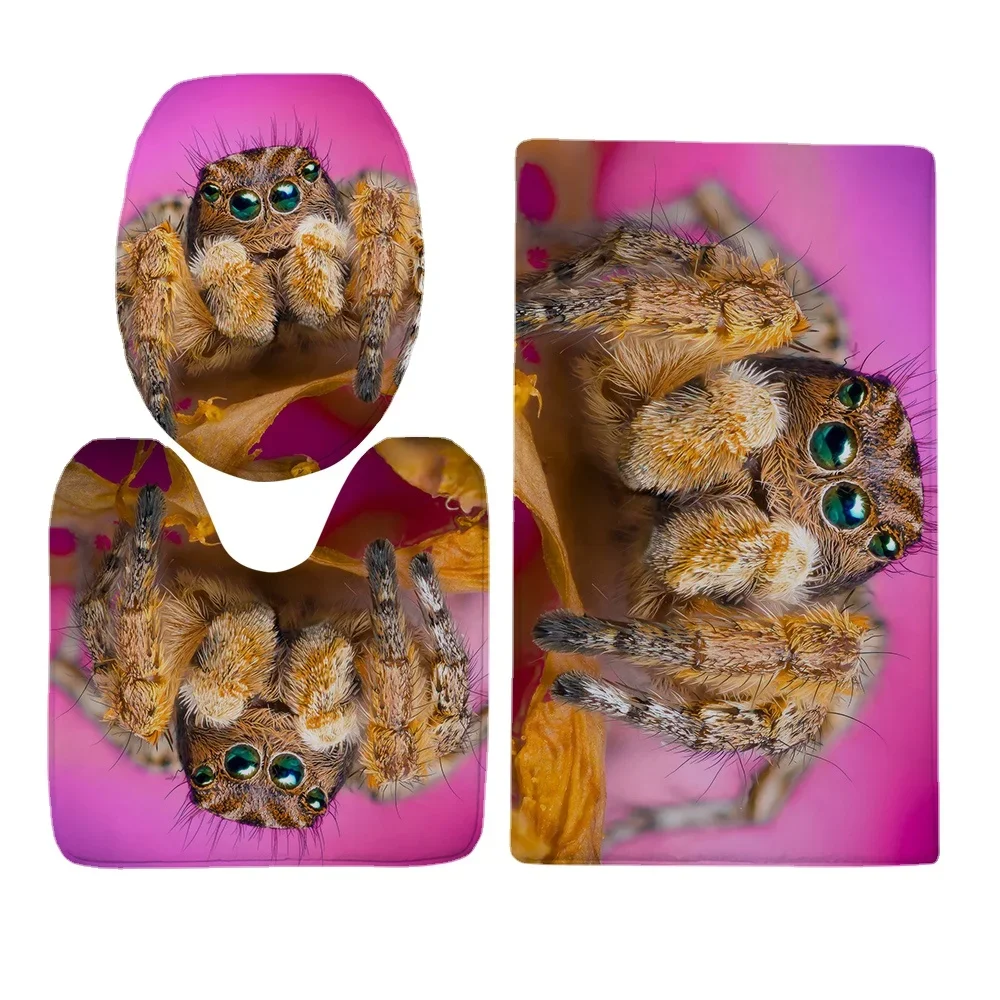 

CLOOCL животные набор чехлов для унитаза милые домашние животные паук 3D графический фланелевой ковер из трех частей для унитаза U-образный впитывающий ковер