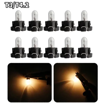 5/10 יחידות T3 T4.2 12V מנורות LED מבריקות במיוחד לתוך הרכב, תאורת לוח המחוון של הרכב