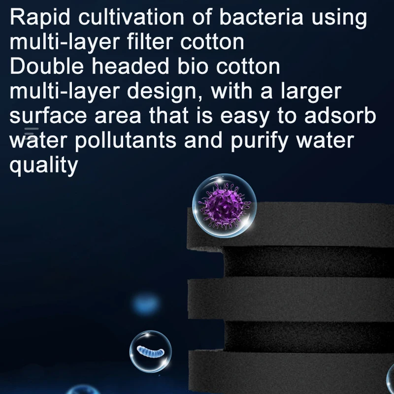 Aquarium-Doppelkopffilter, Sauerstoffzufuhr für Fischbecken, Zirkulation, leiser Filter, Wasserreinigung, Schwammfilter, Toilette – Detail 5