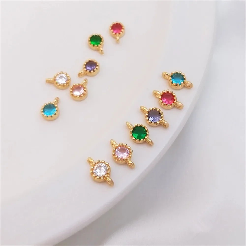 

14K Gold Color Plated Set 3A color zirconium pendant single zircon pendant DIY bracelet earrings accessories materials