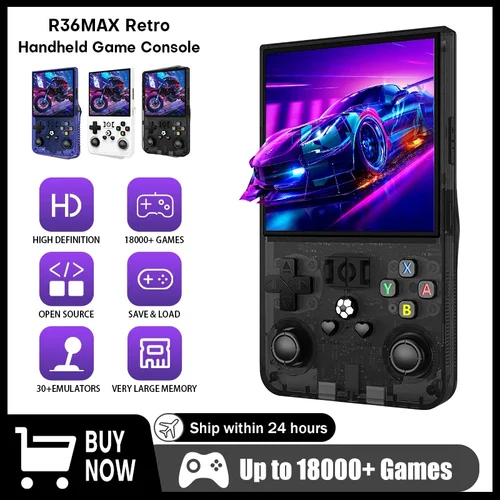 Consola de juegos portátil Retro R36MAX de código abierto, 64/128GB, pantalla IPS de 4,0 pulgadas, Chip RK3326, consola portátil para reproductor de videojuegos, regalo
