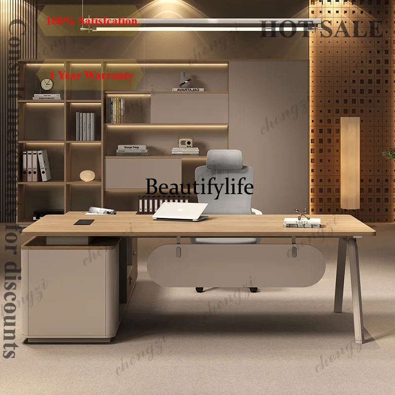 C139 Strong Big White Executive Office Desk Manager Brown Drawers Standing Office Desks Modern Large Mesa Escriotorio Furniture