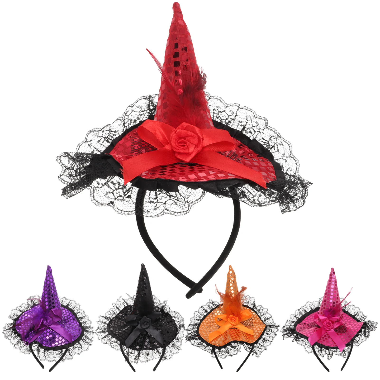 

5 Pcs Halloween Headband Hair Hoop Kids Hairband Toppers Headgear Sequins Cosplay Headdress Cloth Miss Ribbons