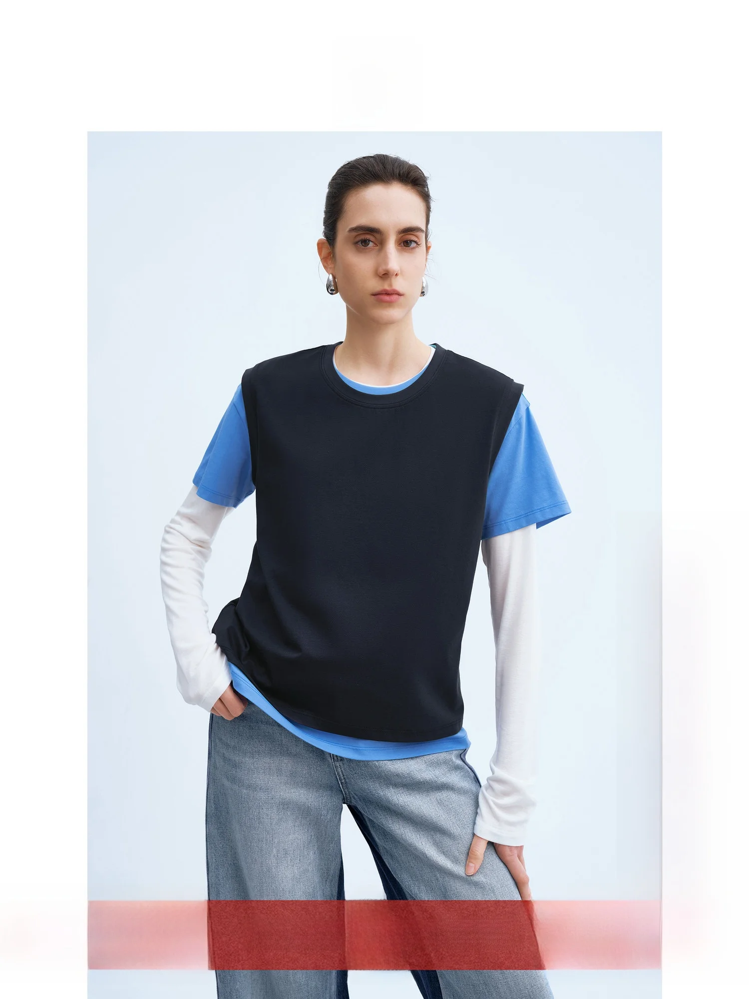 

HS Женская футболка ort Sve, весенняя новинка, классическая круглая футболка Ne Color Blo Base Layer, повседневный топ из смеси хлопка Faion