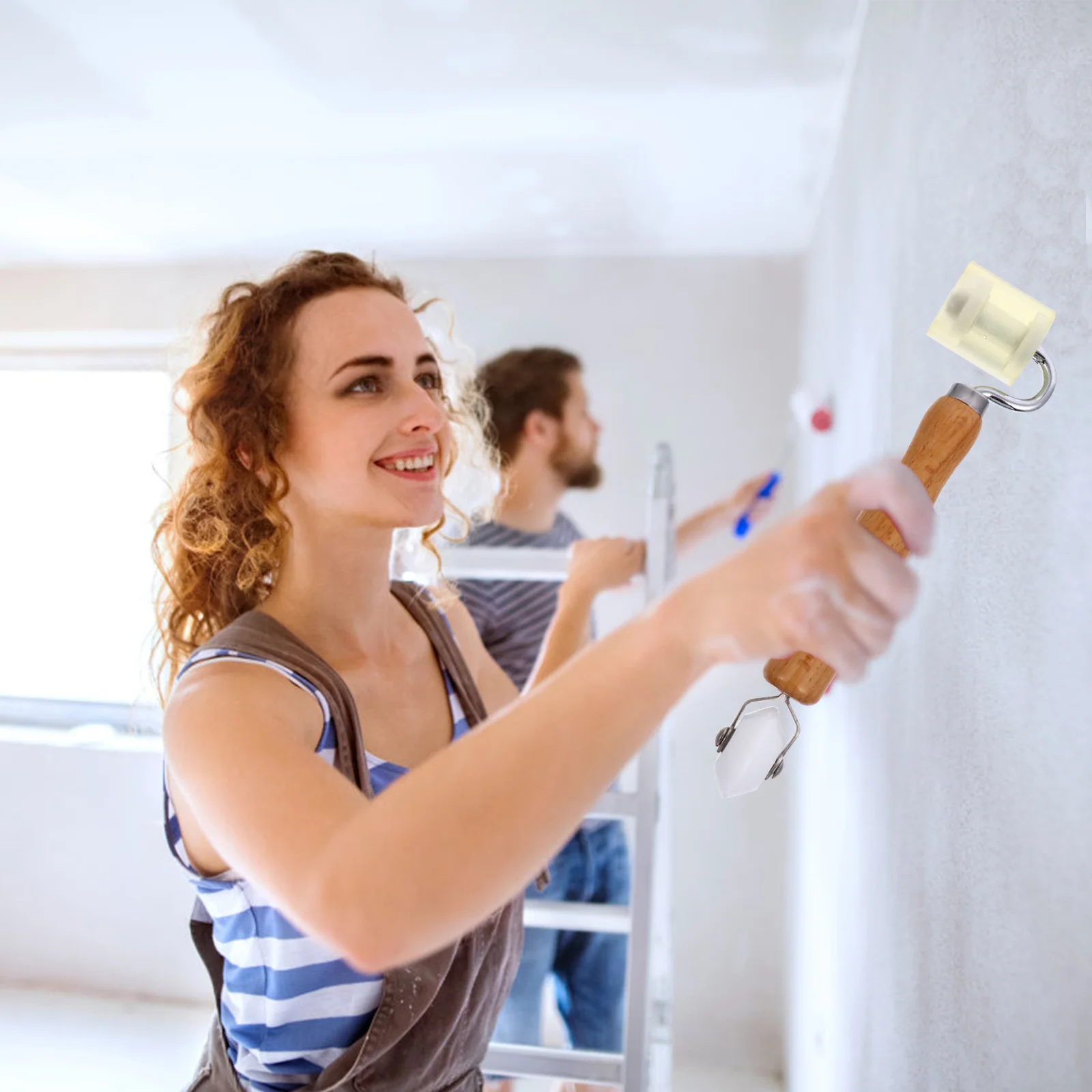 

1Pcs Wallpaper Seam Roller Construction Tool Flat Pressure Roller Wheel Wooden Handle for Vinyl Fabric Thickened Wallpaper