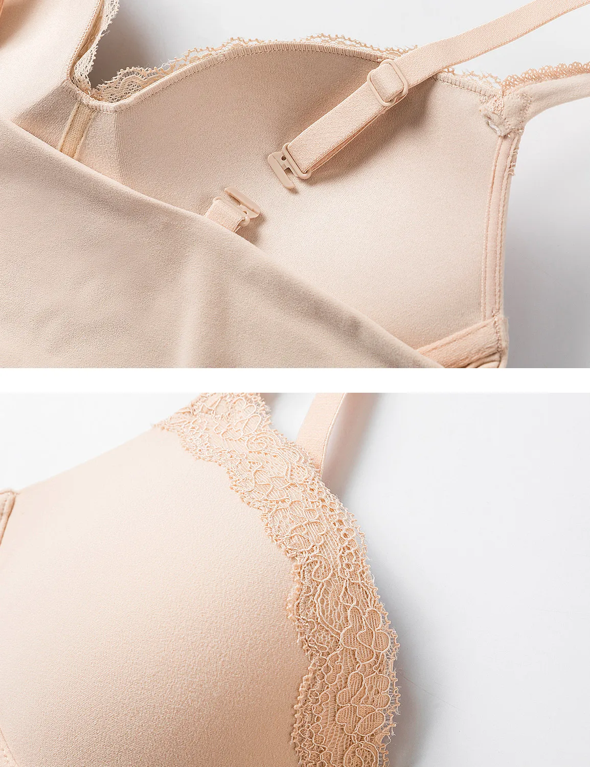 DOBREVA Women's Push Up Bra Wireless Padded No Underwire Bralettes Lace Plunge Bras