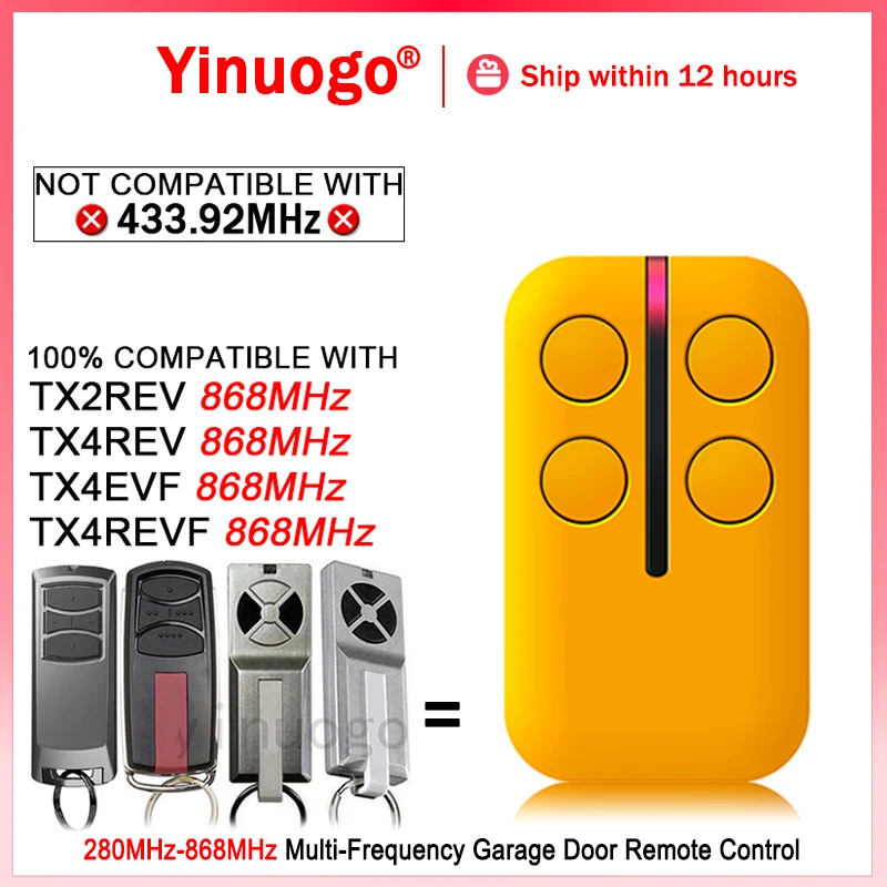 

For TX4EVF TX2REV TX4REV TX4REVF 868MHz Gate Remote Control Garage Door Opener Hand Transmitter