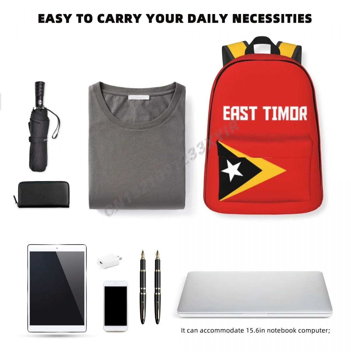 Unisex Backpack East Timor Flag Cool Stitch Schoolbag Messenger Bag Case Laptop Travel Bag Mochila Gift