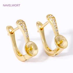 2/4Pcs 18K Gold Plated Inlaid Zircon Shvenzy Earring Fixtures,Brass Earring Clasps Findings For DIY Handmade Crafts Wholesale
