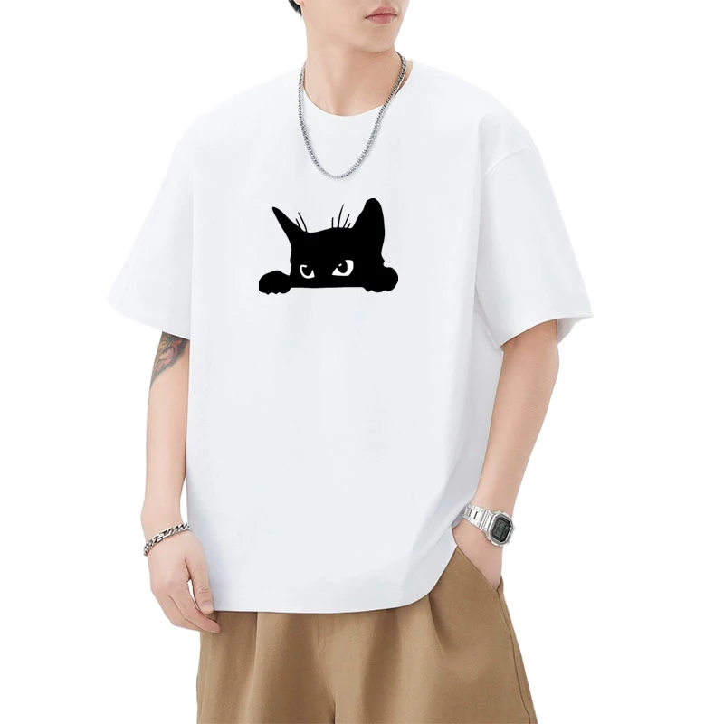 

Harajuku Fashion Cute Cat printed short sleeve T-shirts Men Women Cotton Loose Casual T Shirt High Quality plus size tops Unisex