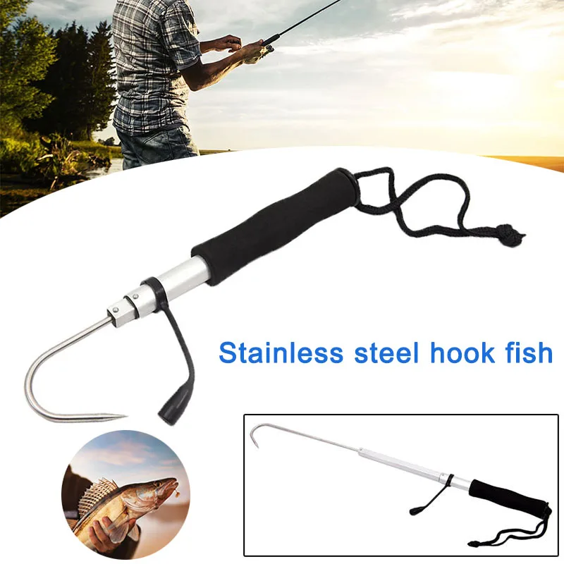 Ice Fishing Gaff Hook Telescopic Fish Gaff Stainless Fishing  Hook Hand Gaffs Lightweight Strong Fishing Ice Fishing