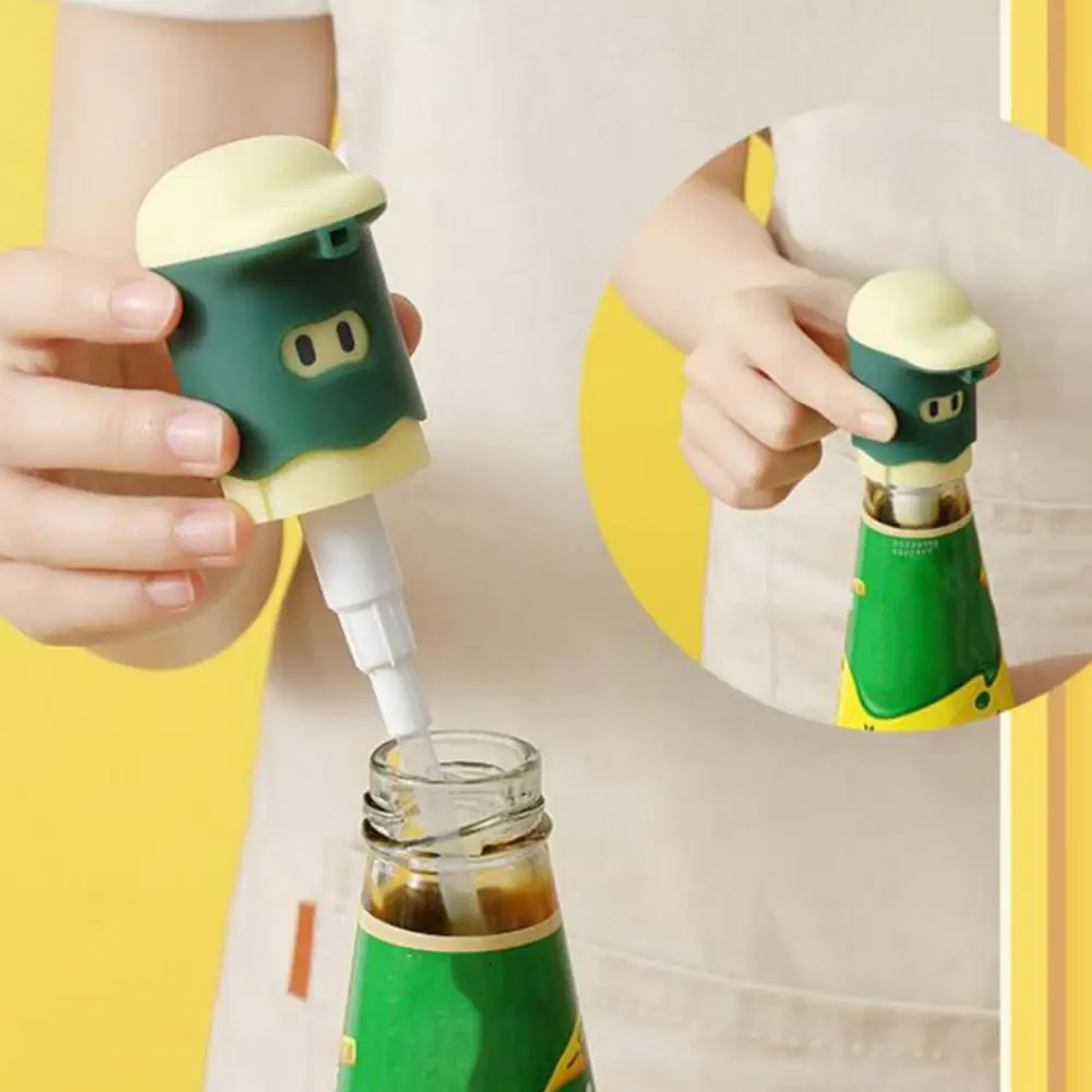 1 Set Tomato Oyster Sauce Dispenser Pump Universal Precise Quantification Cartoon Tightly Seal Dispenser Pump Kitchen Gadget